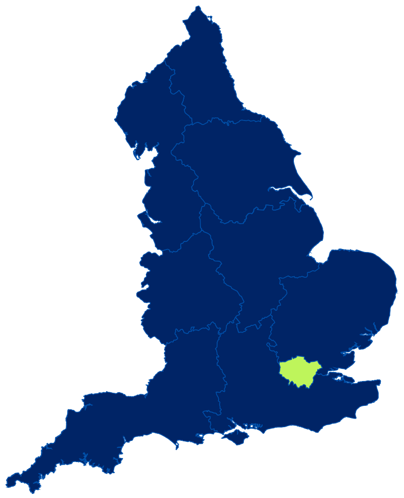 map of england with London highlighted